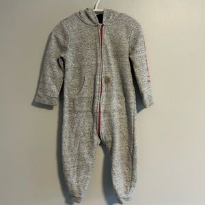 Carhartt 9m Grey with Pink accents zip up hooded sweater romper
